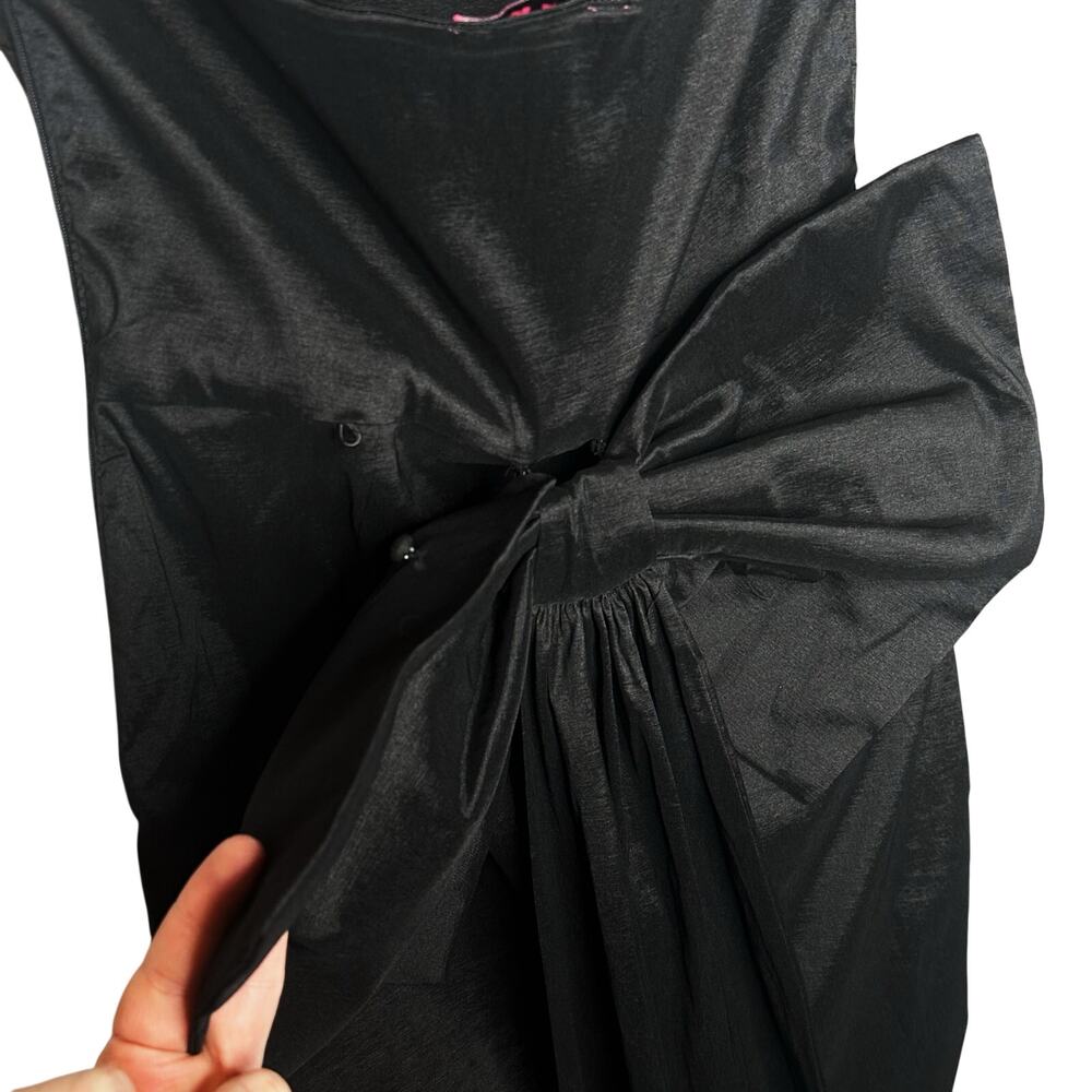 Betsey Johnson Claire Black Ruched Mini Wedding Dress Bow Whimsygoth Strapless L - Picture 13 of 16